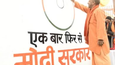 'BJP करेगी 400 पार', Modi सरकार के लिए CM Yogi ने कमल के फूल से रंग दी दीवार